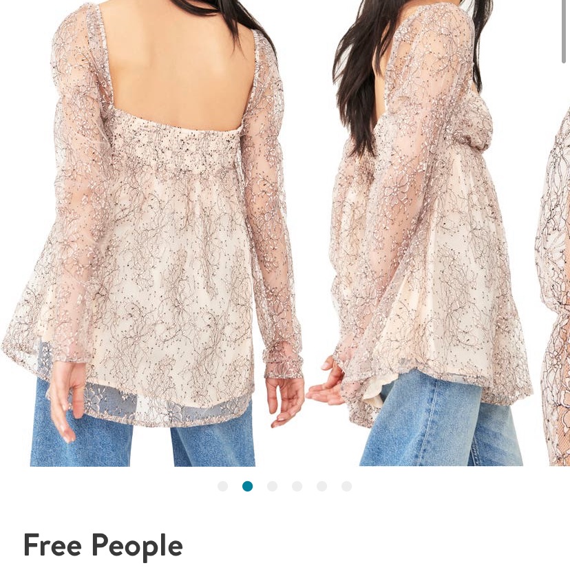Free People Lace Blouse In Pink And Cream